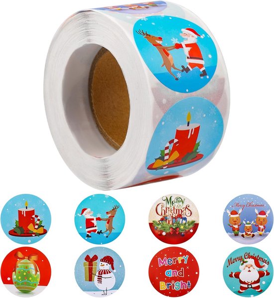 Kerst afdichtingsstickers 500 stuks kerststickers ronde