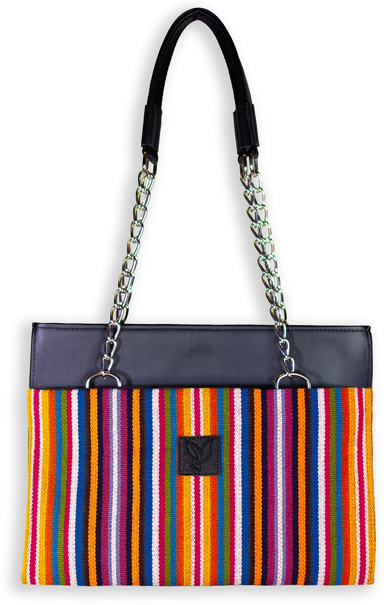 Bizoule® Cadena Shopper Tas Dames - Handgemaakt met Boliviaans Geweven Textiel - Duurzame Schoudertas Zuid-Amerika - Fiesta Lila