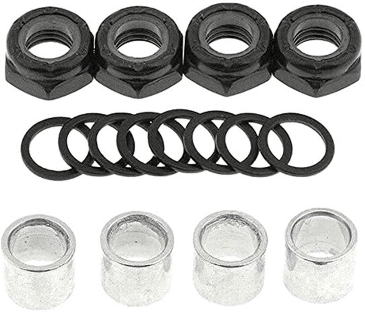 Skateboard Truck Speed Kit - 2 Sets met 16 Ringen, 8 Spacers en 8 Moeren - Voor Langdurige Prestaties