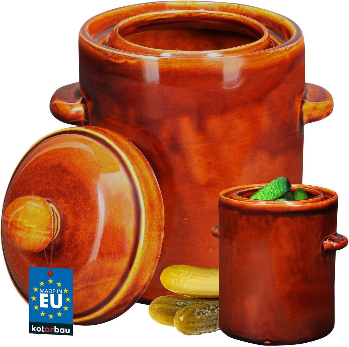 Fermentatiepot 2,5 liter - Steengoed zuurkoolpan met hermetisch deksel