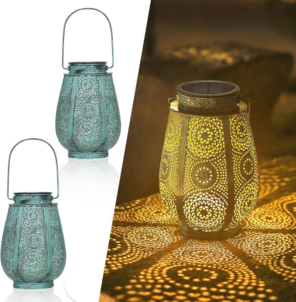 Zonneenergie Hanglampen voor Buiten - Vintage IP65 Waterdichte Lantaarn voor Tuin en Balko