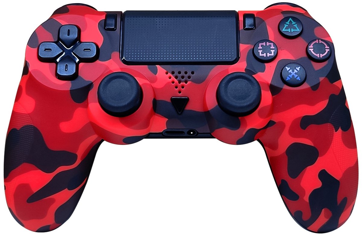 Draadloze Gaming Controller V2 - Geschikt voor Playstation 4 / PS4 - Camouflage Rood