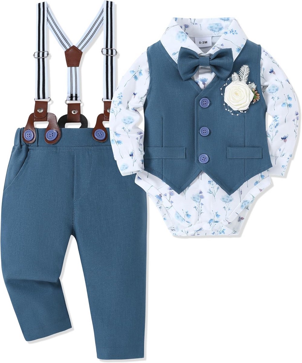 Feestelijke Blauwe Babykleding Set Jongen 0-24 Maanden Doop Bruiloft