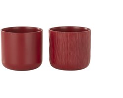 J-Line bloempot Gen - keramiek - rood - small - 2 stuks - Ø 13.5 cm