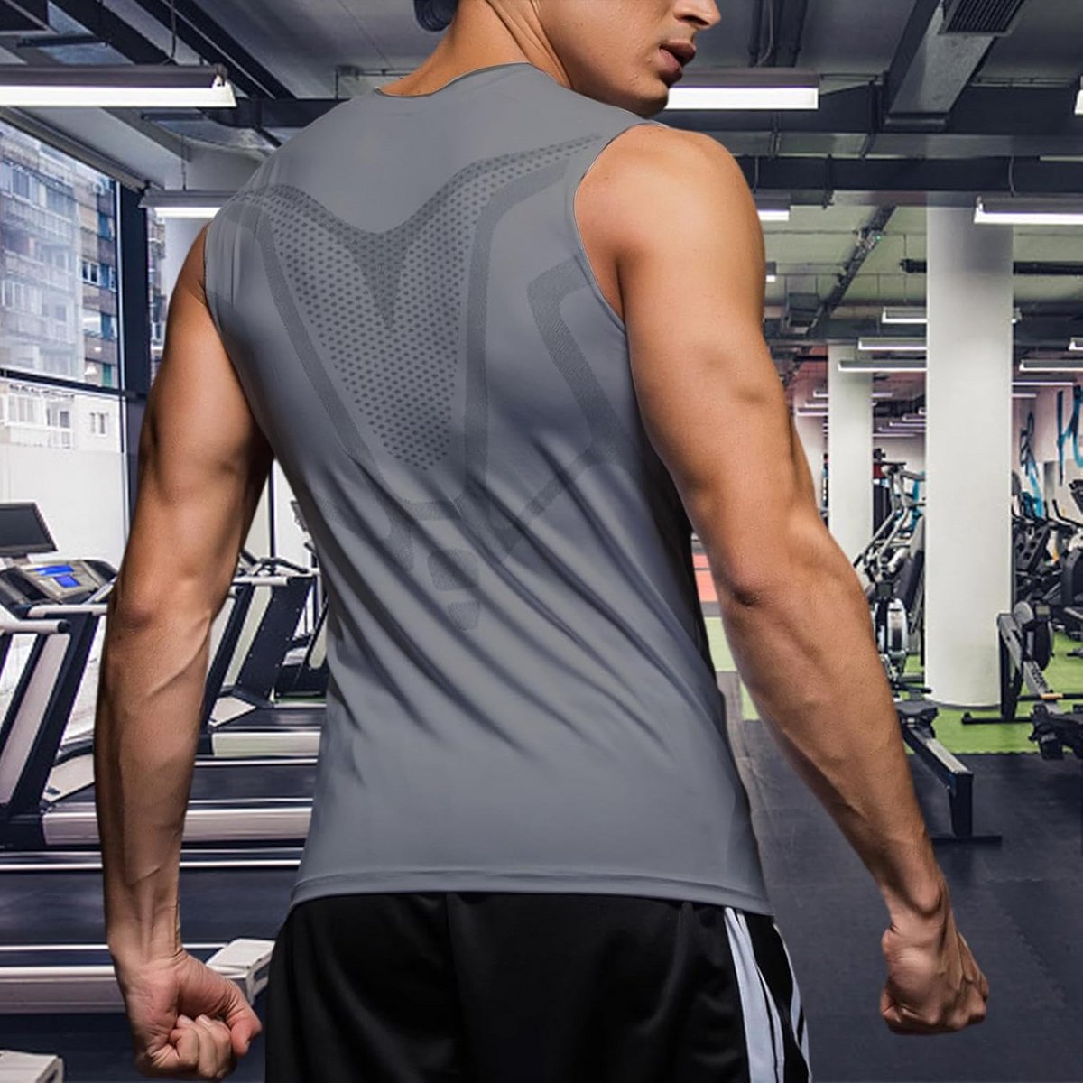 Compressie Vest Heren, Shapewear Buikcorrigerend Slim Fit Onderhemd voor Fitness