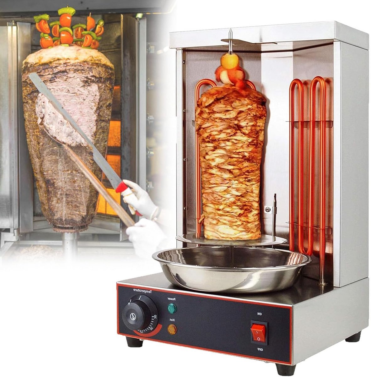 Elektrische Verticale Kebab en Shoarma Grill Machine met Automatische Rotatie - Gyro Broiler