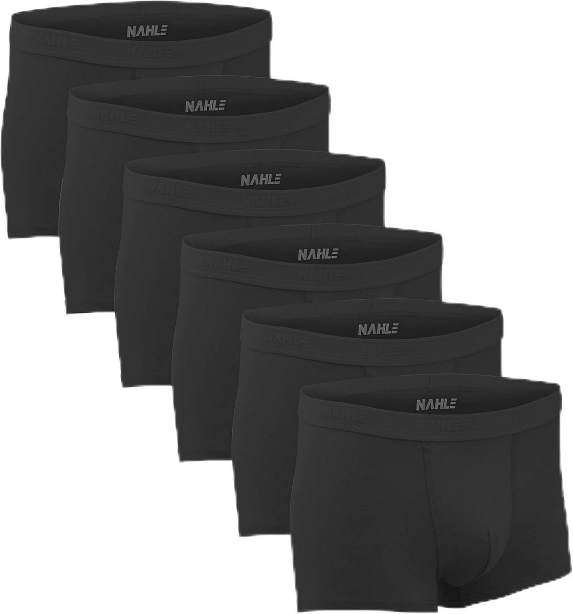 Set van 6 boxershorts voor heren - ademend katoen, zwart, retroshorts, comfortabel ondergoed
