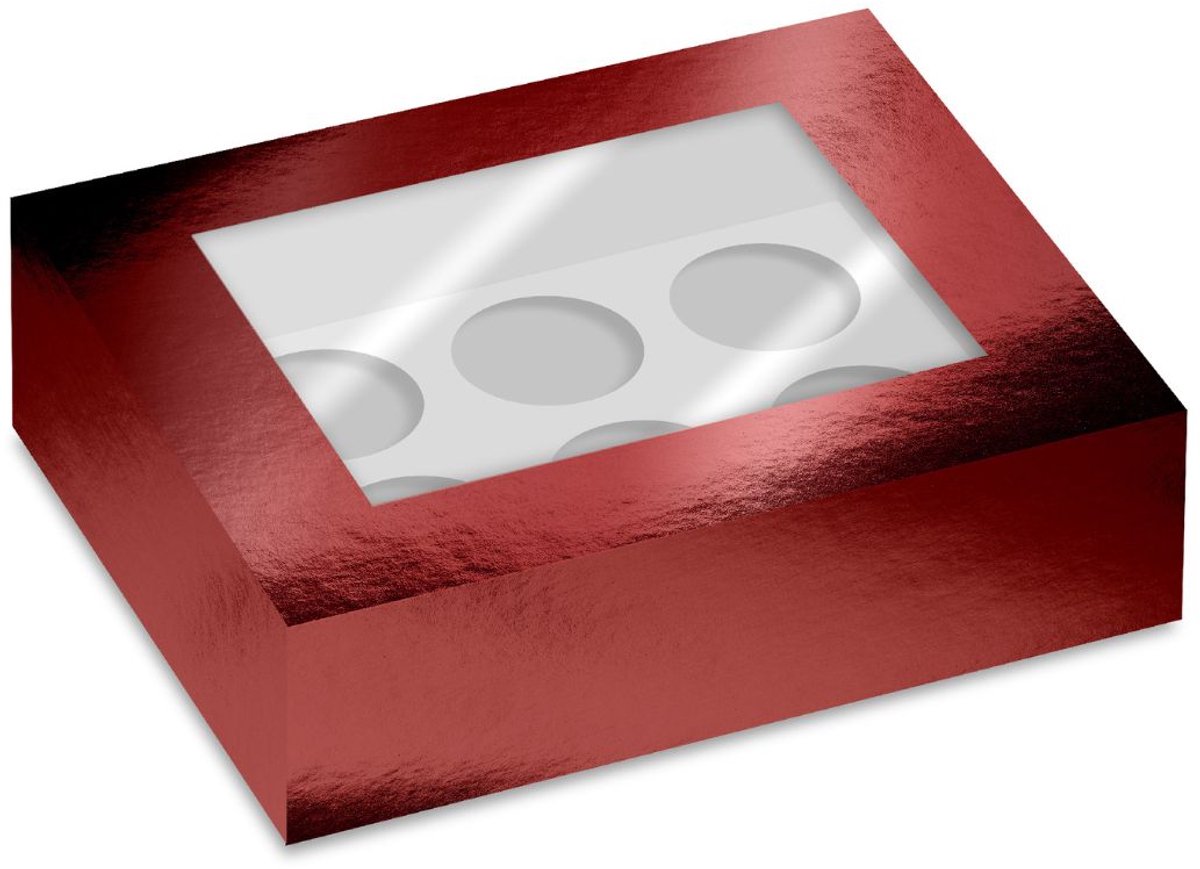 Simply Making Cupcake Box Venster Rood Metallic 6 pk/2