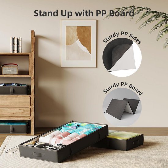Onder Bed Opbergbakken met Wielen, 2 Stuks Rollende Onder Bed Schoenenopbergorganizer, Onder Bed Opbergladecontainers Voor Kleding Beddengoed Deken,B