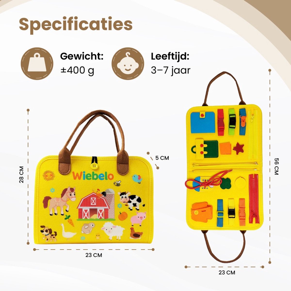 Wiebelo – Montessori Activiteitenboek – Sensorisch Speelgoed – Busy Board – Activiteitenbord – Doeboek – Busy Book — afbeelding 8
