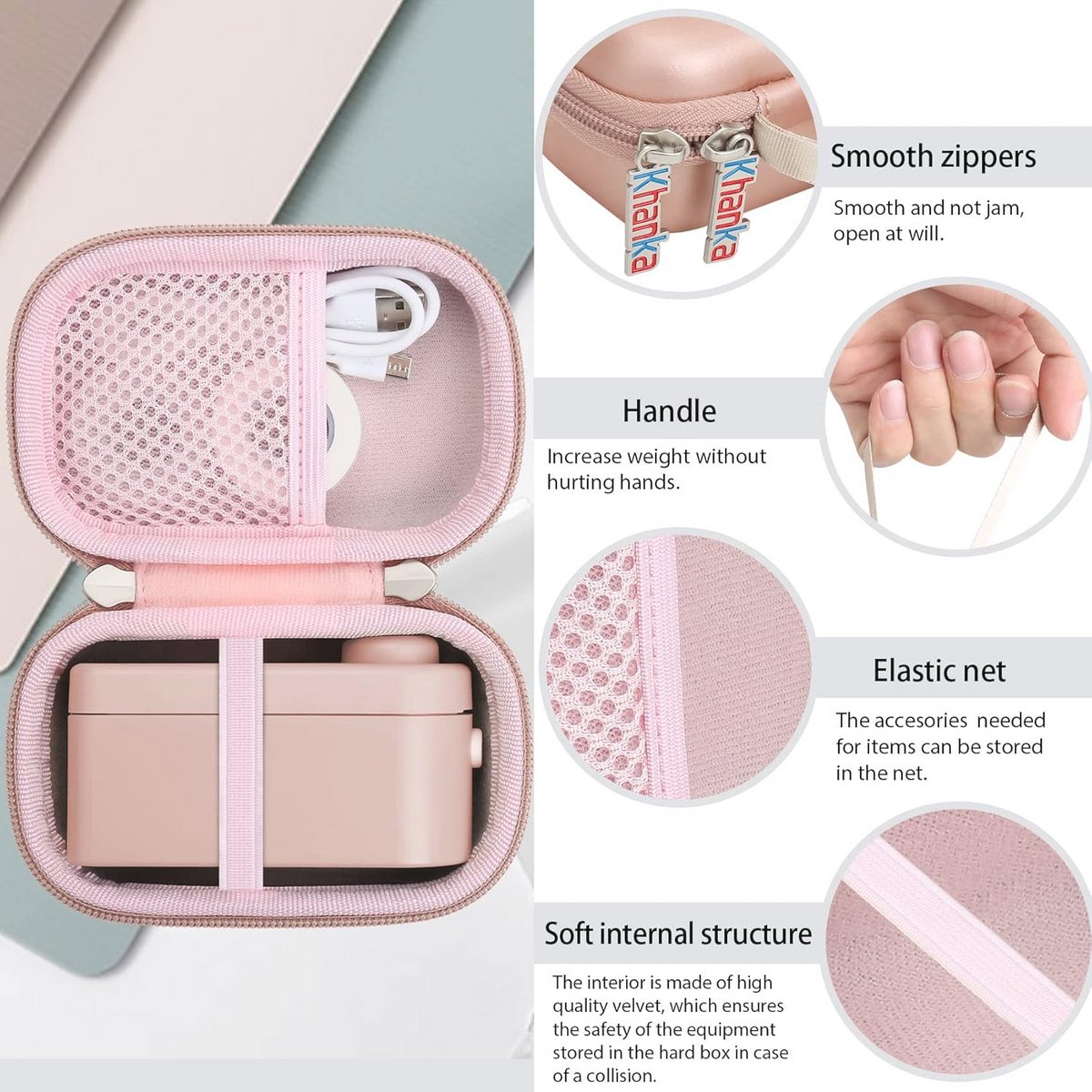 Harde Opbergkoffer voor MakeID Label Maker en Tape Accessoires - Rosé, S