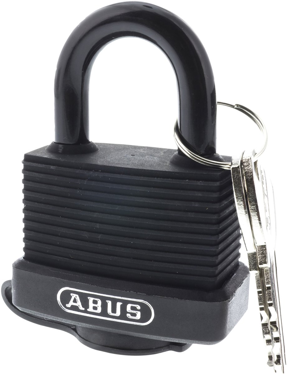 Abus Hangslot 70/45 - Weerbestendig - Slotkast van Massief Messing - Security Level 5 - Slagvaste Kunststofbekleding - Geschikt voor Maritiem Gebruik - 45 mm - Zwart/Grijs
