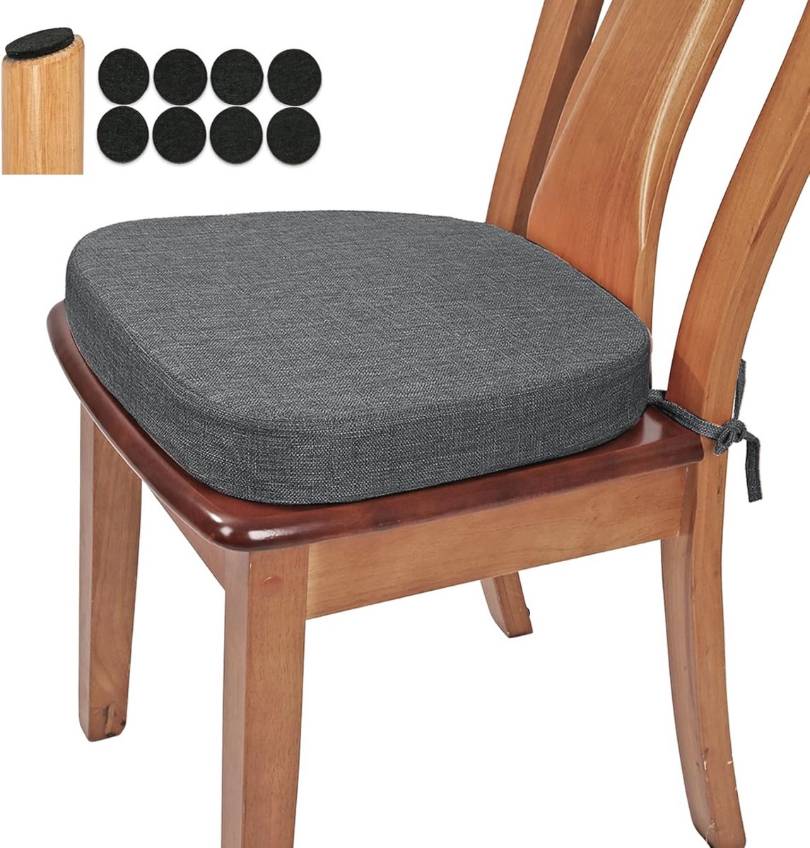 Dik Linnen Kussen U-vormig 6,3 cm - Antislip Keuken Schuimkussen - Donkergrijs