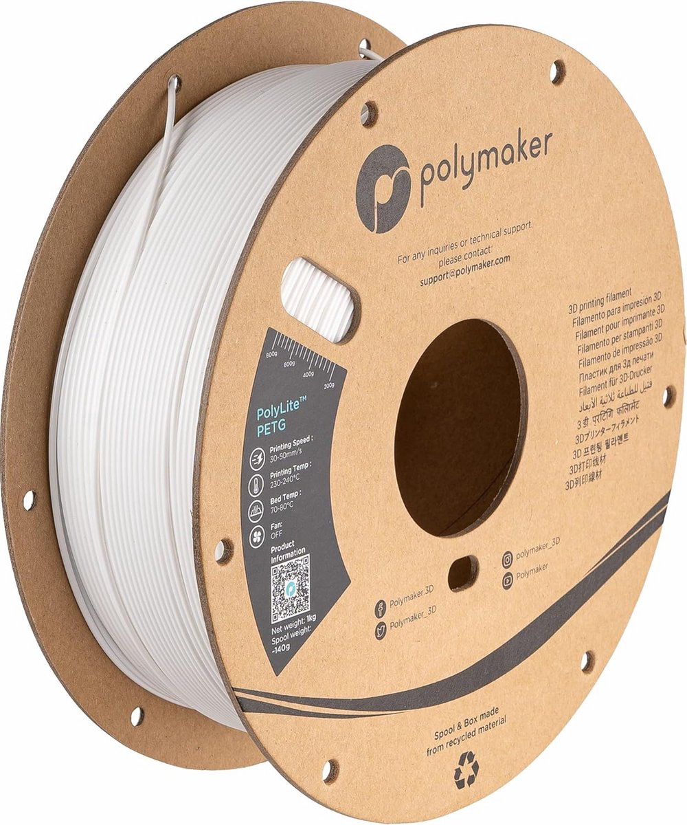 Hoogwaardig Wit PETG 3D Printer Filament 1.75mm - 1kg Spoel