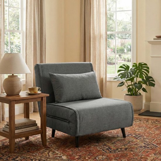 Canapé-lit Troonz Lucca 80x192 – Canapé-lit pliant – Dossier réglable – Fauteuil de couchage une place – Charge maximale : 120 kg