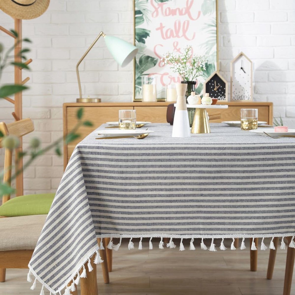 Afwasbaar Tafelkleed in Linnenlook Vierkant Blauw voor Binnen en Buiten