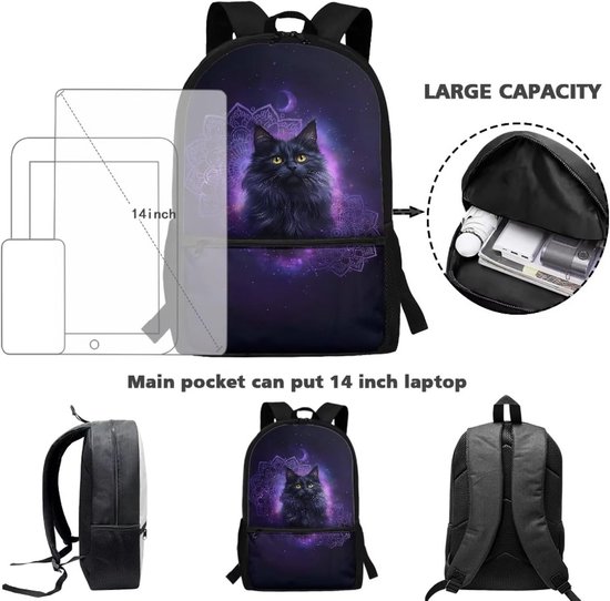 Belidome Rugzak en lunchtas set met etui voor kinderen volwassenen schoolboekentas set 3-delige reisdagrugzak, Aztec Paard, Eén maat, Schooltas Set