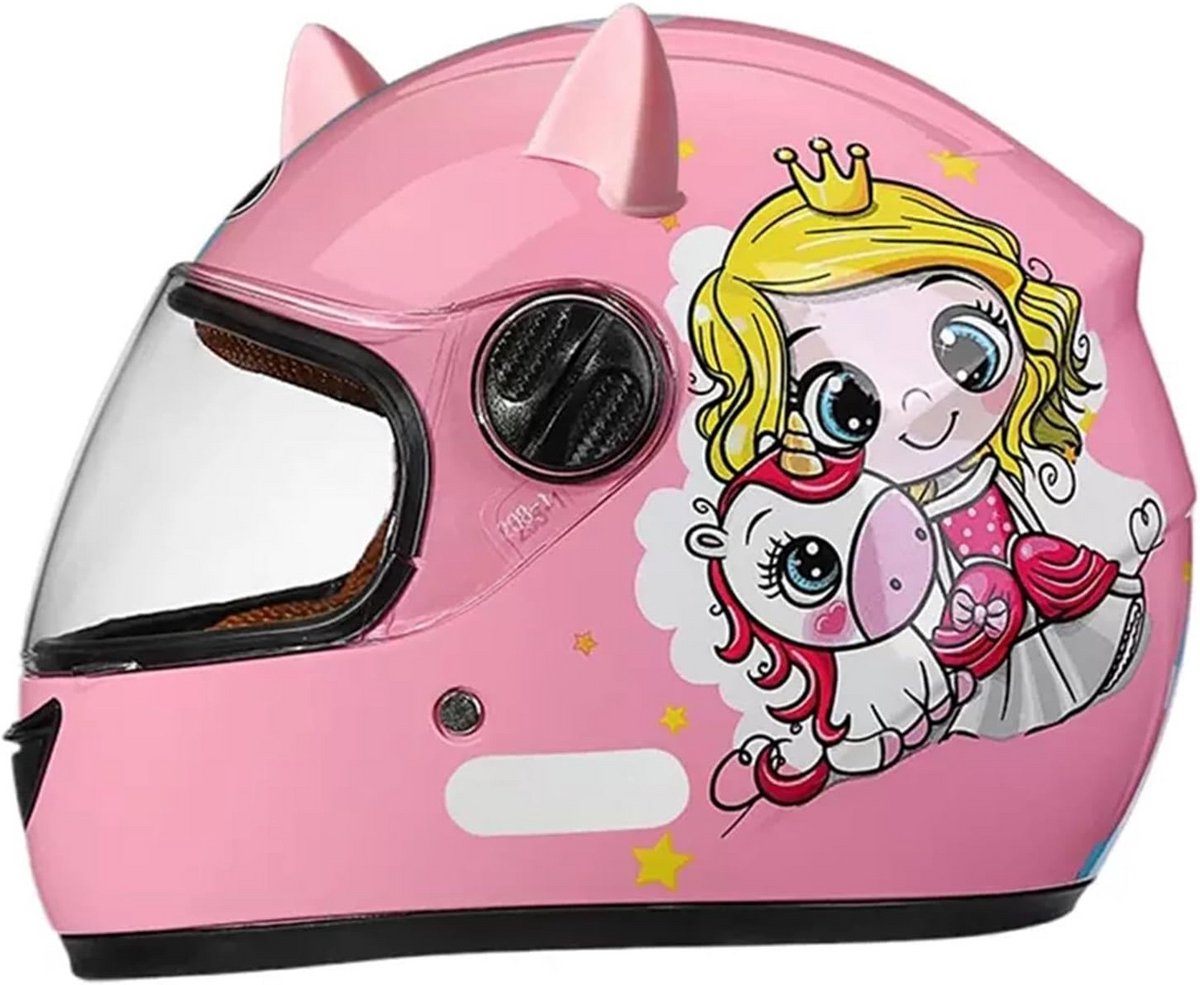 Kinder Integraalmotorhelm met Zonneklep - DOT/ECE Veilig goedgekeurde Scooterhelm voor Jongens en Meisjes (48-55 cm)