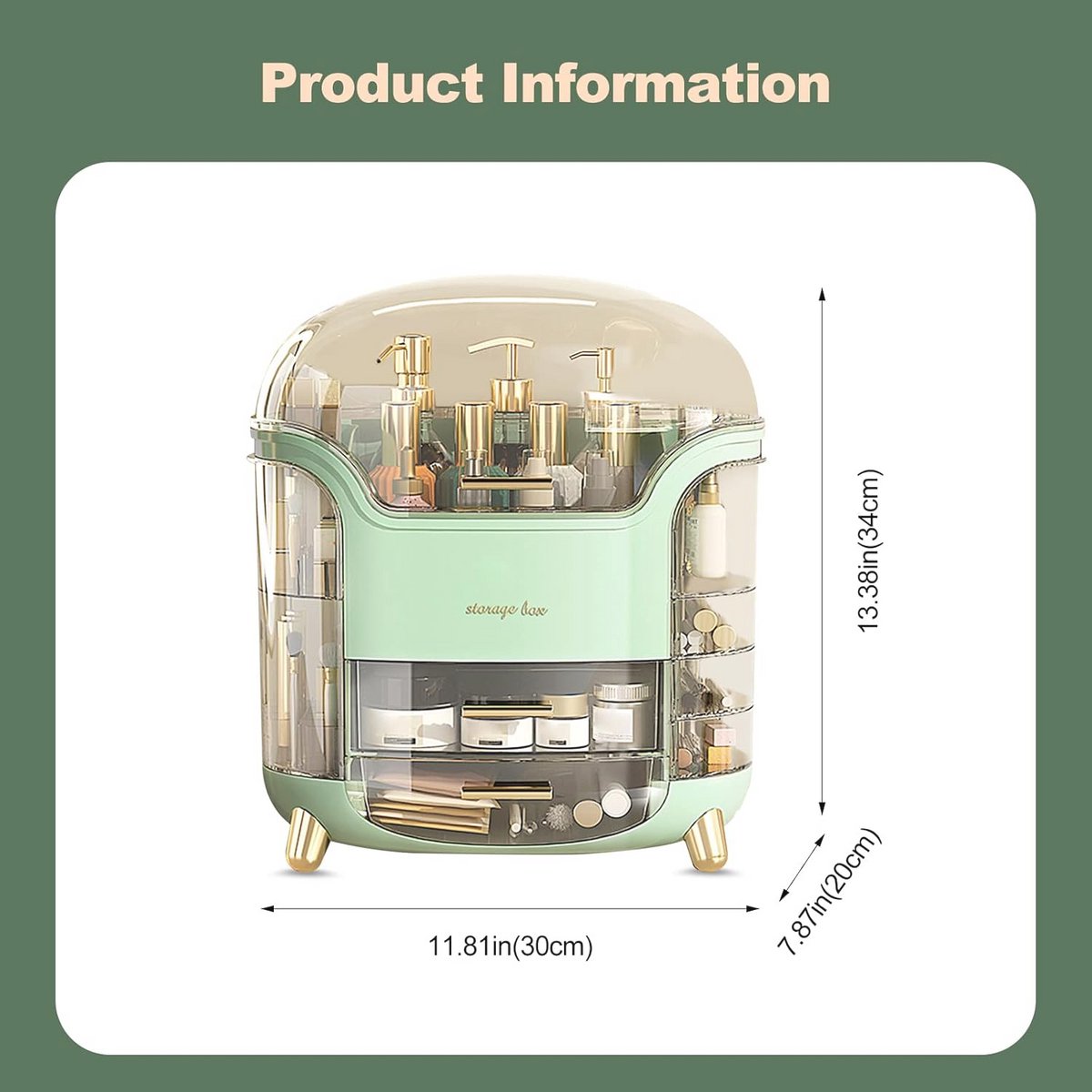 Draagbare Licht Luxe Multi functionele Make Up Case - Groen