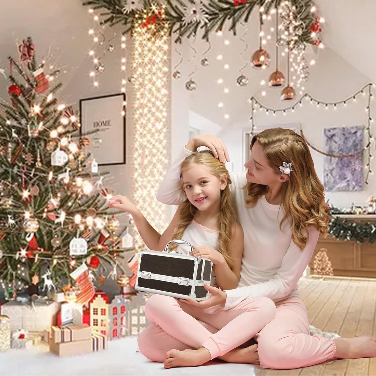 Lege Make-upkoffer met Spiegel - Zwarte Beautycase Multikoffer voor Sieraden en Cosmetica