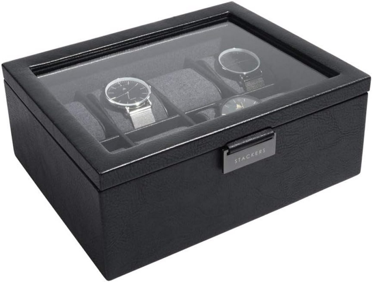 8-delige zwart horlogebox set voor mannen - netjes organiseren en opbergen