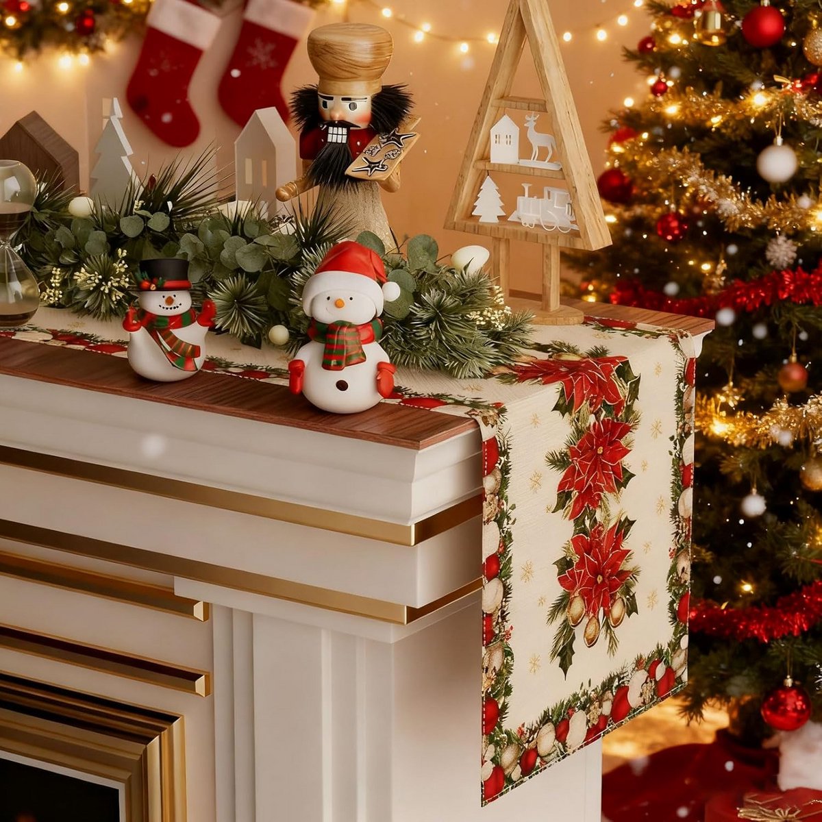 Kerst Tableau 33x183 cm - Kerstdecoratie voor Tafel - Kersttafel Decoratie binnen