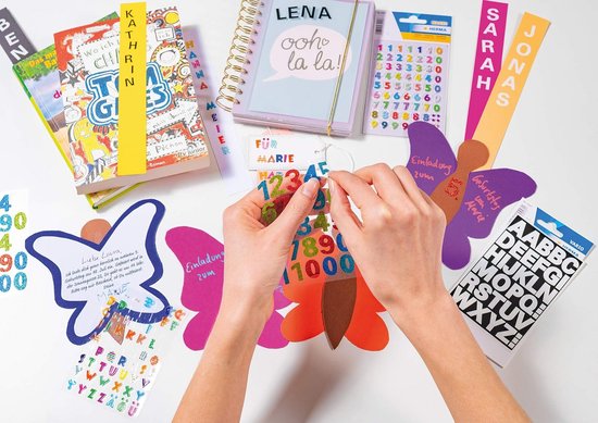 9 vellen stickers, letters, zelfklevende cijferstickers, 4,5