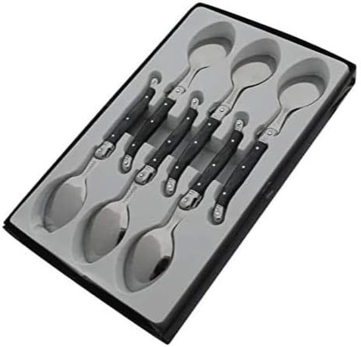 Set van 6 Koffielepels RVS met Grijze Marmerlook Handgreep - Luxe Theelepels