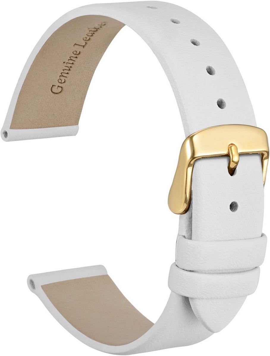 Elegante 18mm Horlogeband van Echt Leer met Gouden Gesp voor Dameshorloges