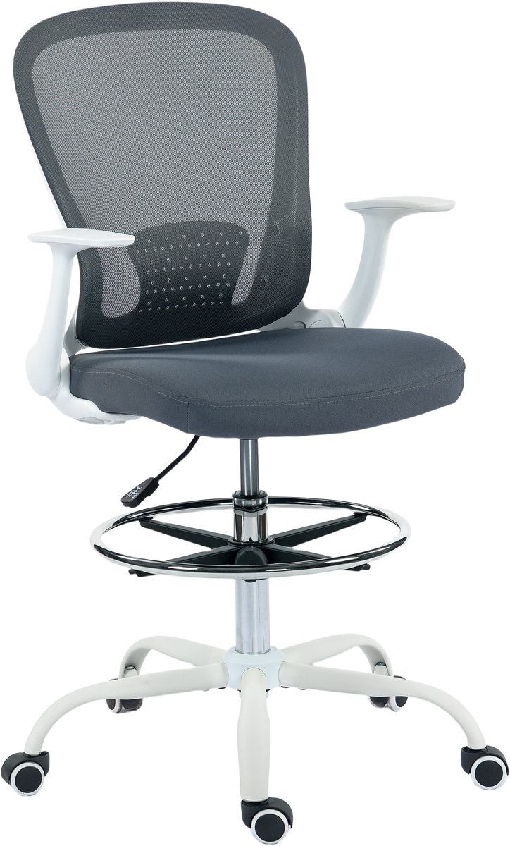 HOMCOM-Tekenstoel-Gaasstof (100% polyester)-62x59x119cm-Grijs
