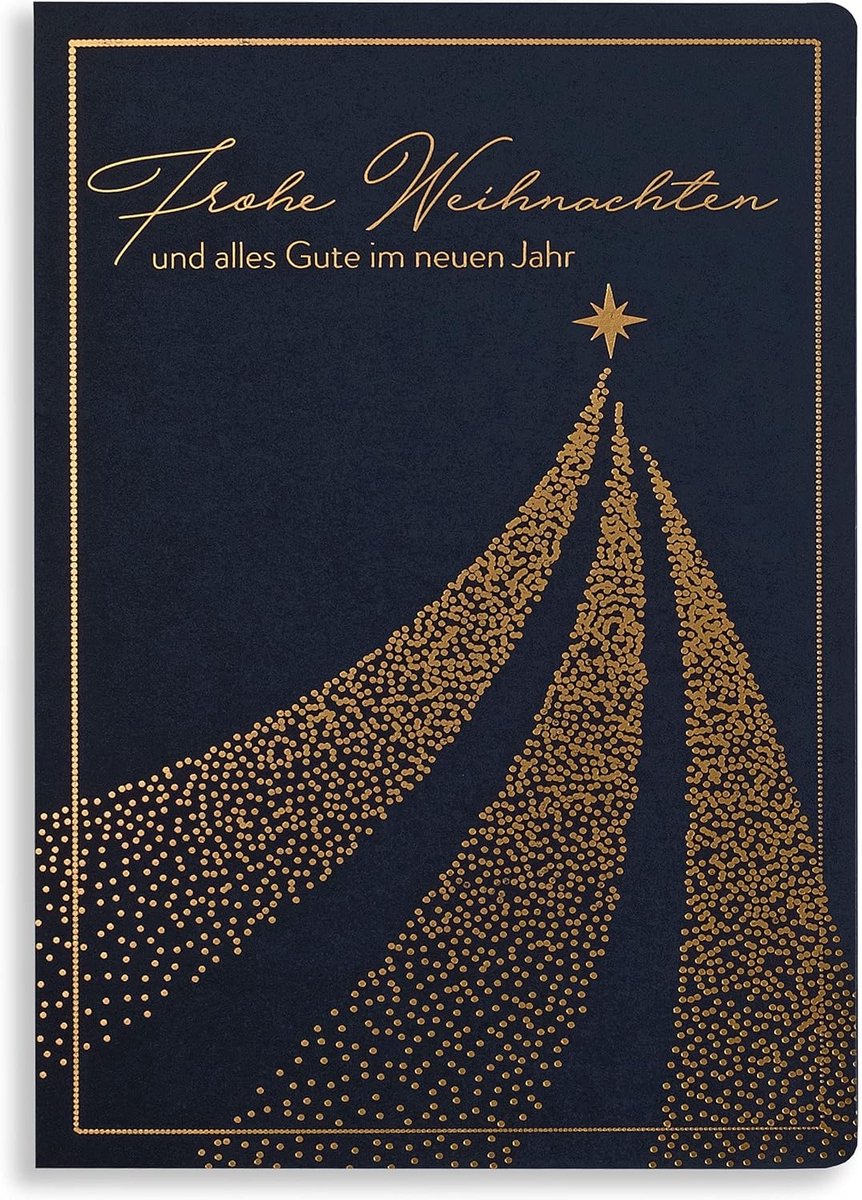 Set van 10 Luxe Kerstkaarten met Vergulde Motieven en Inlegvellen