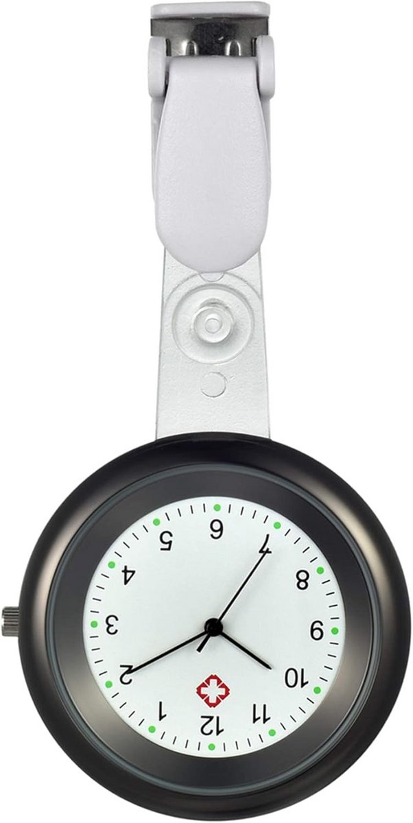 Zusterhorloge met siliconenhuls - kwartshorloge met grote cijfers - clip voor bevestiging aan werkkleding - voor artsen, verpleegkundigen en medisch personeel - beschikbaar in meerdere kleuren