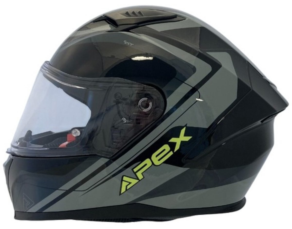 APEX FI100 Valencia Zwart Grijs Geel Integraalhelm - Helm