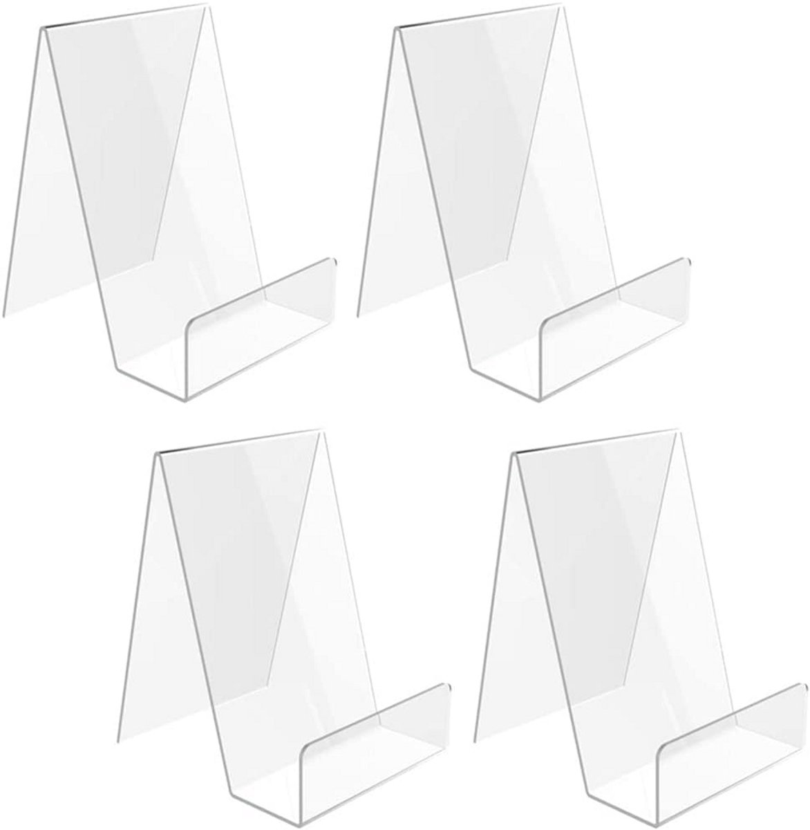 Acryl Boekenstandaard Set van 4 - Transparent voor Menu, Brochures en Posters