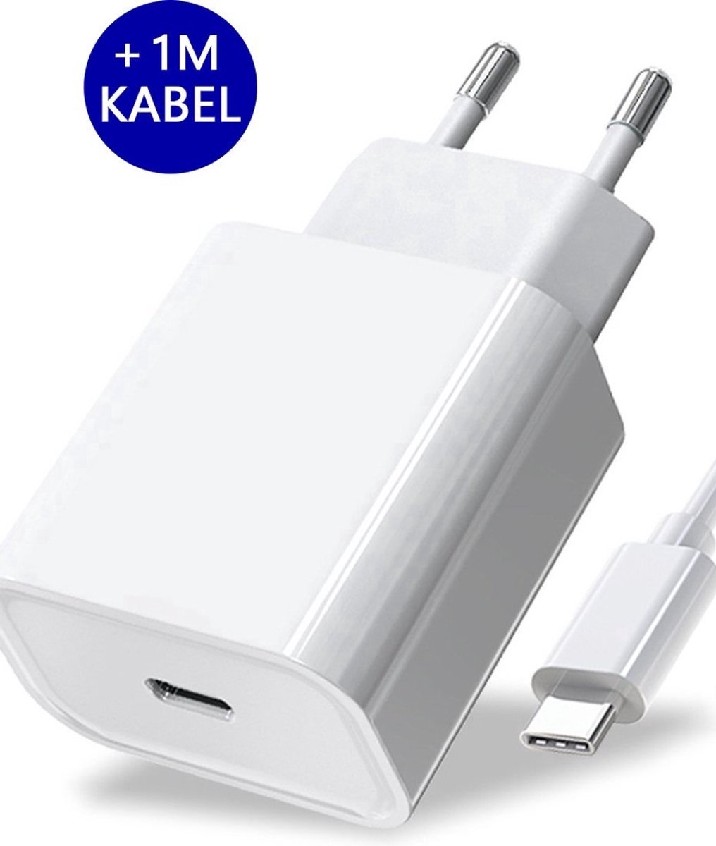 YGX Snellader geschikt Voor Samsung oplader Universele USB-C adapter met 1m kabel- USB-C Snellader (25W) met 1m kabel- Wit