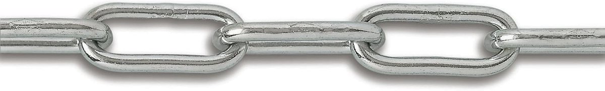 Lang gelaste ketting 3 mm diameter - 2,5 m verzinkt staal, houdt tot 55 kg