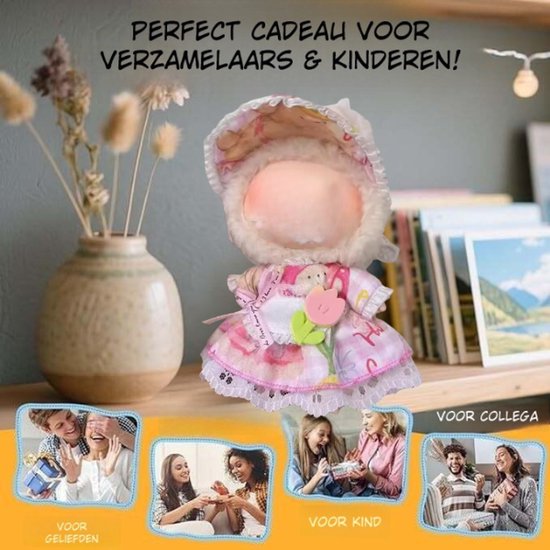 Roze Poppenkleding met Tulpje - Met Jurkje & Mutsje - Cute Geschikt voor Labubu van Merkloos — afbeelding 4