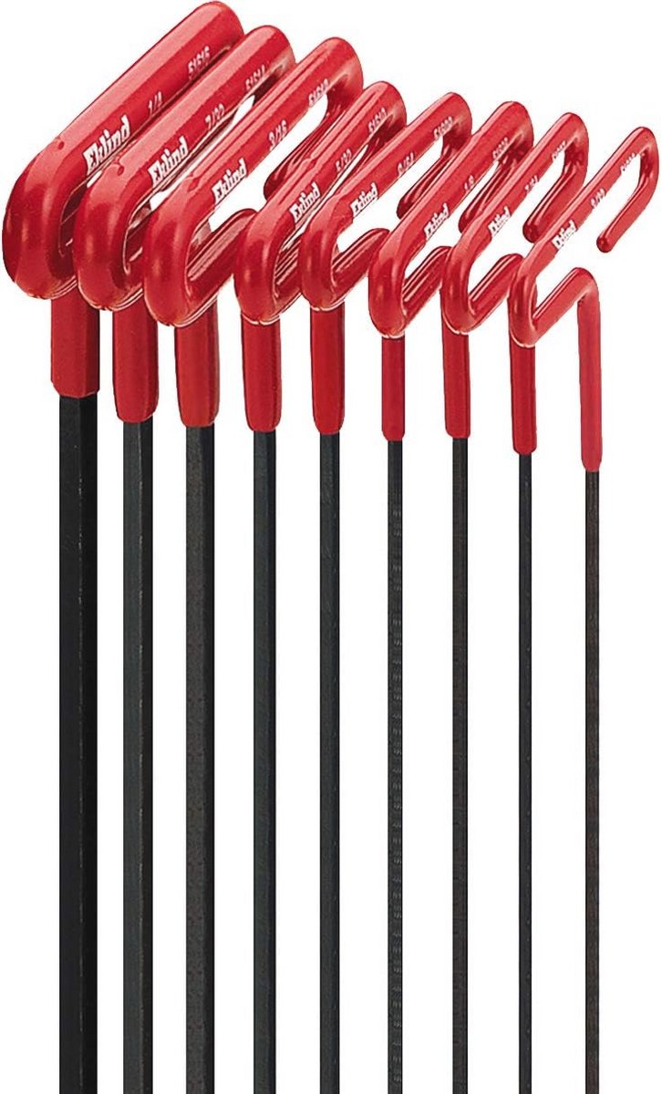Kussen Grip Hex T-sleutel Set - 8-delige SAE Inch Maten van 3/32 tot 1/4 (9 inch schacht)