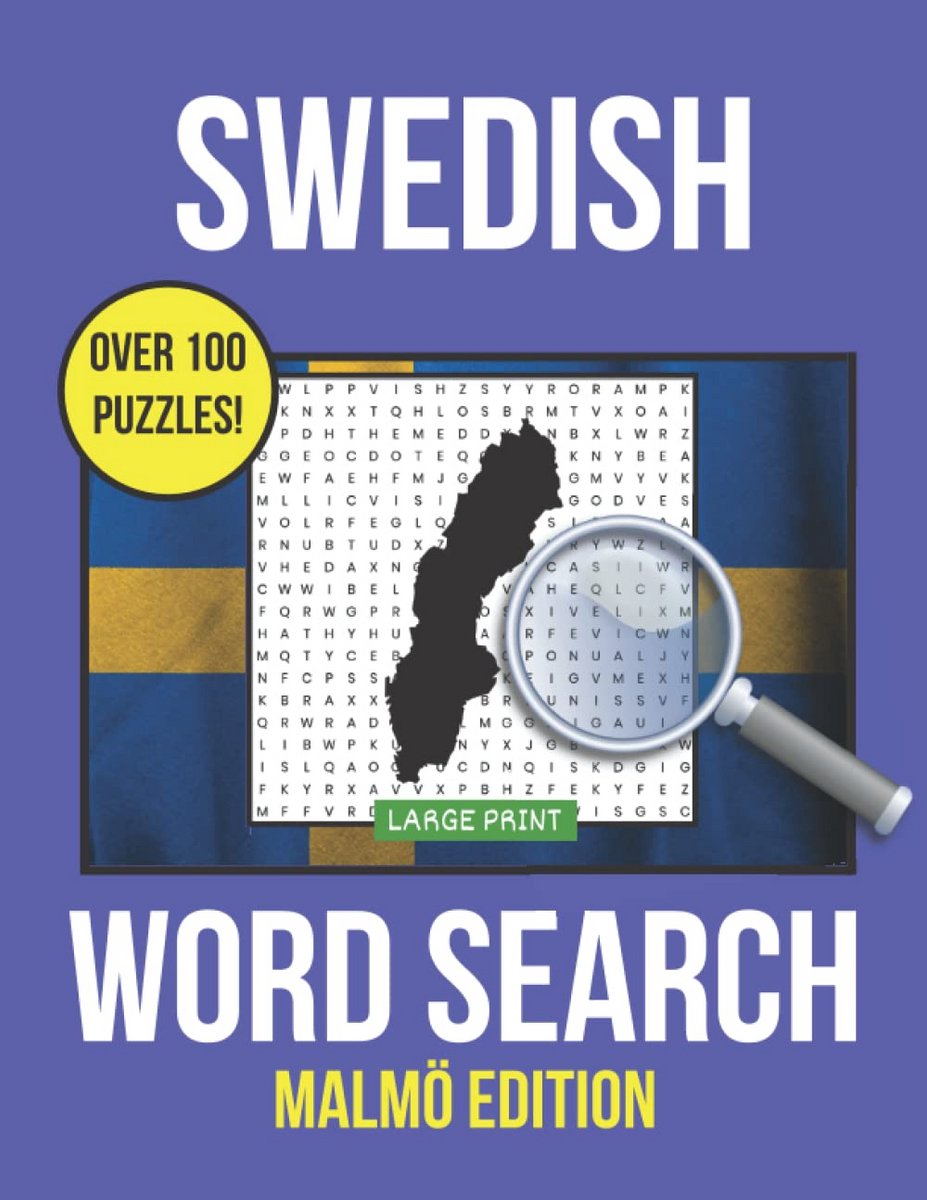 Zweedse Woordzoeker Grote Letter: Leer de Zweedse Taal met Puzzelwoordenboek