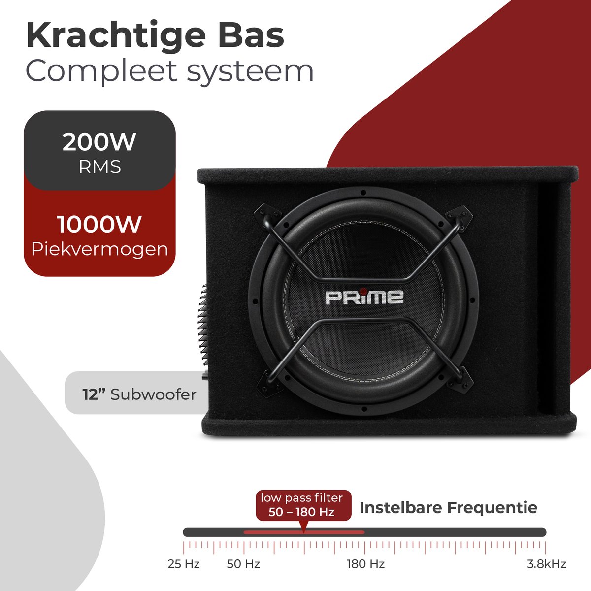 Caliber Subwoofer Auto - Subwoofer Auto met Versterker - 1000 Watt Piekvermogen - 12 Inch Auto Subwoofer - 25 tot 3800 Hz – foto 6