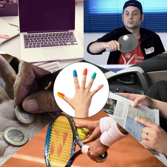 Allecta - Set van 20 Herbruikbare Rubberen Vingerhoedjes voor Geld tellen, Sorteertaak en Sportgames - Dikke Beschermers in Verschillende Maten - Blauw, Oranje, Groen, Rood, Roze - XL van Allecta — afbeelding 5