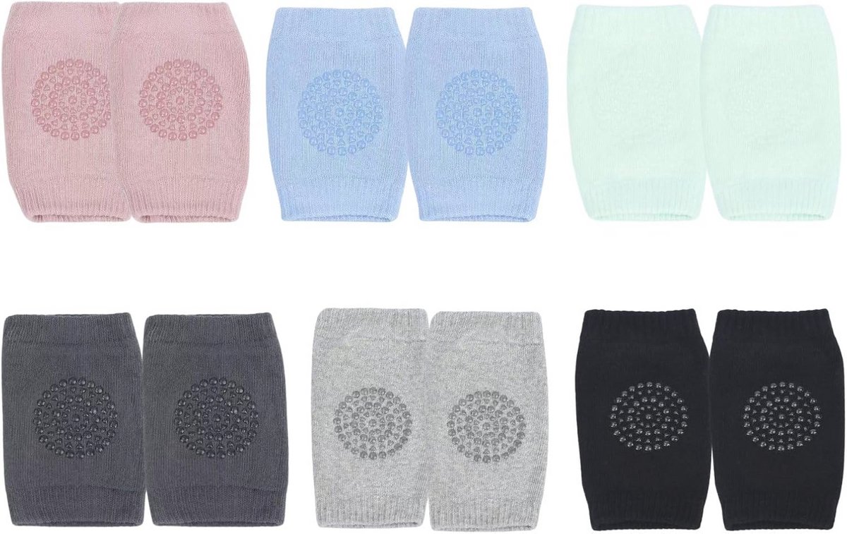 6 Pack Baby Knee Pads voor Kruipende Baby's - Antislip Kniebeschermers voor Peuters, Meerkleurig, One Size