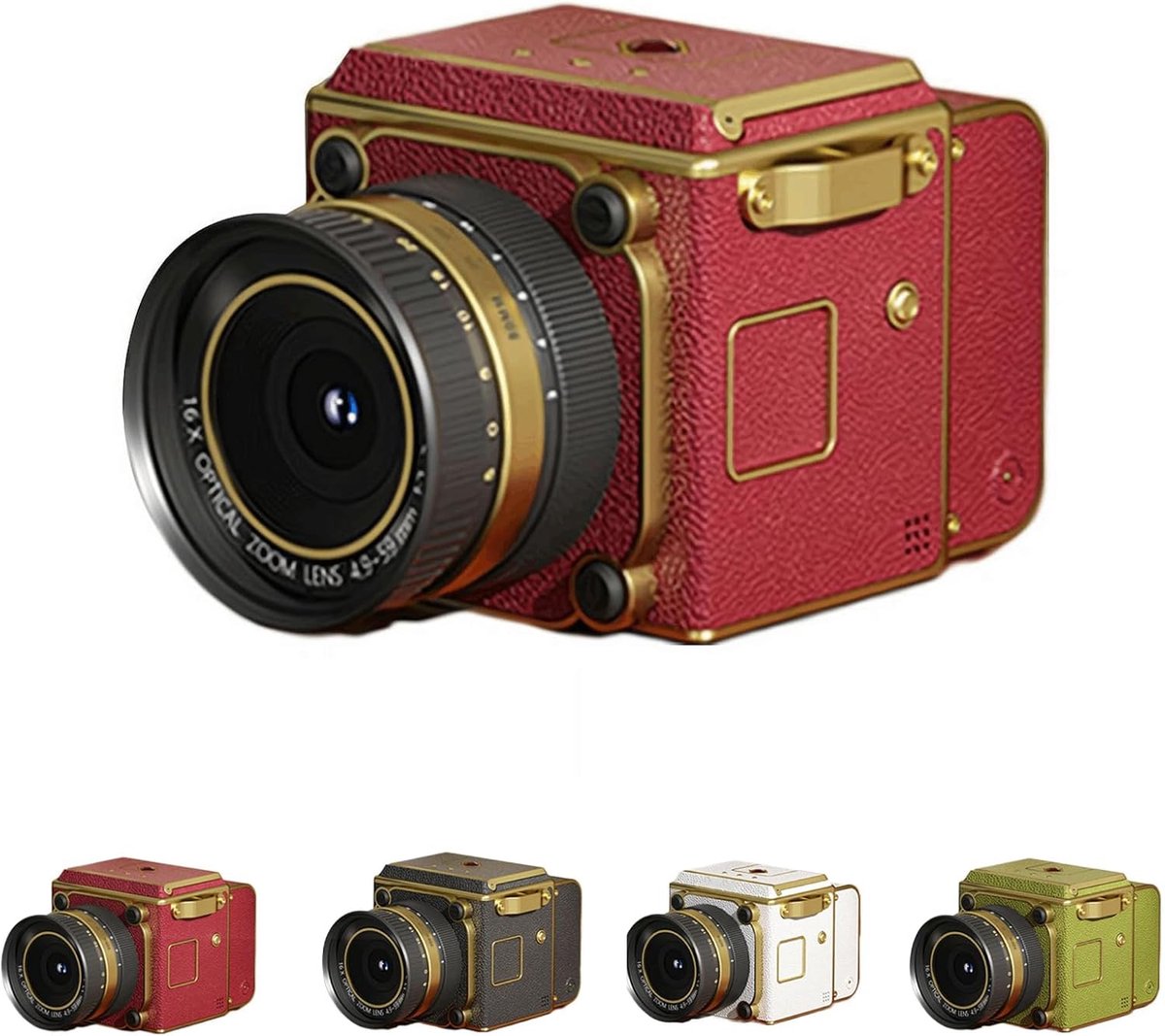 4K digitale retrocamera met dubbele lens, draagbare mini-vlogcamera met 16x digitale zoom, video-opname, OTG-functie voor delen, LCD-scherm, perfect voor beginners - met 32 GB geheugenkaart (rood)