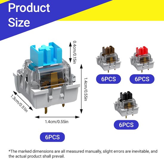 24 Stuks Mechanische Toetsenbord Schakelaars Vervanging - 3-Pin Gaming Toetsenbord Switches — afbeelding 5