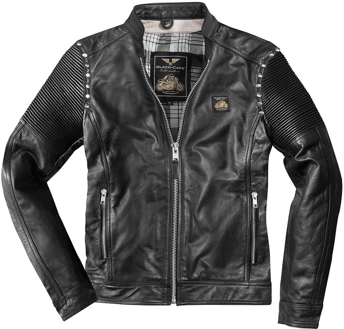 Black-Cafe London Milano 2.0 Zwart Leren Motorjas - Jas