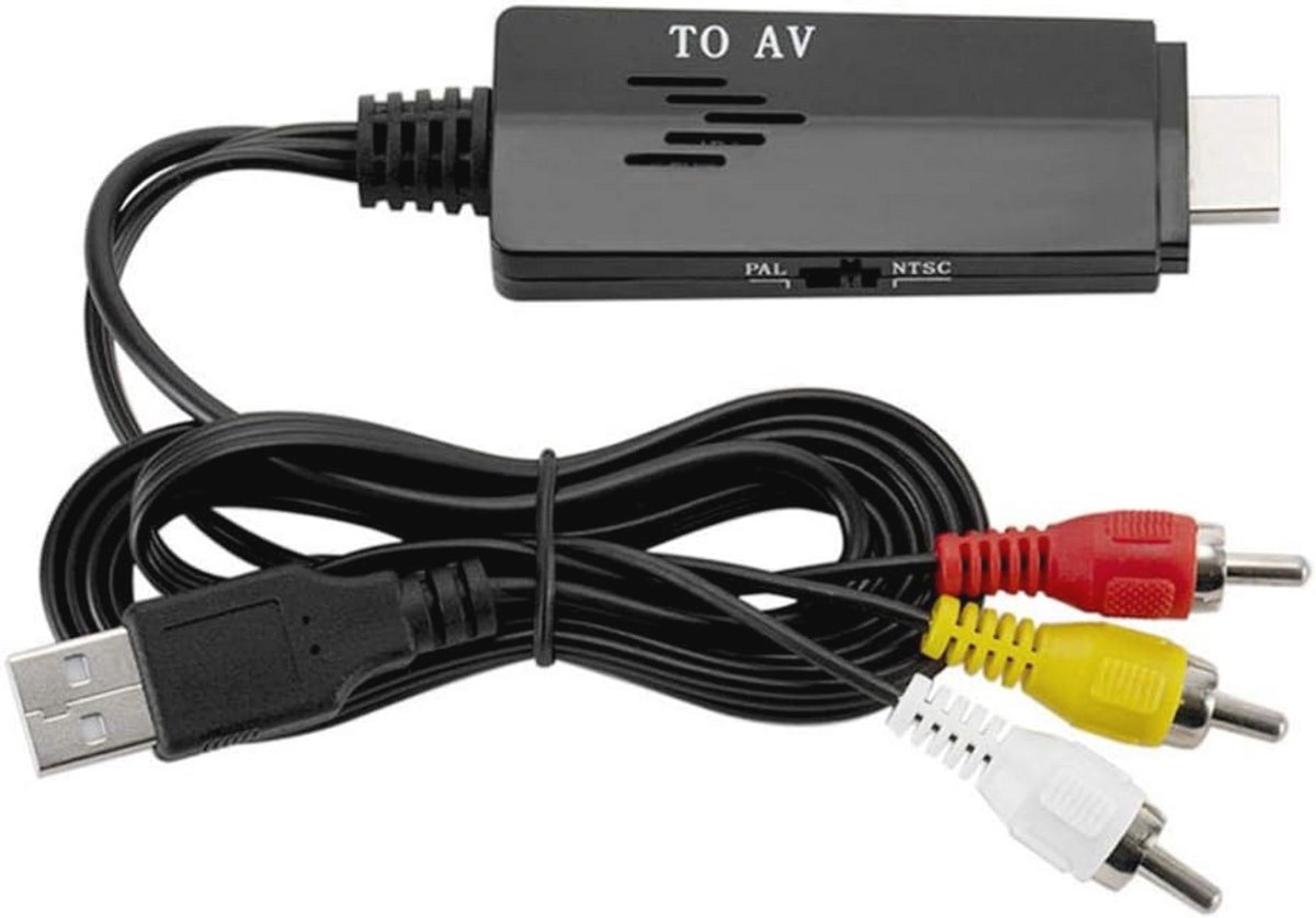 HDMI naar AV-converter - HD Video en Audio Adapter - Compatibel met PAL/NTSC