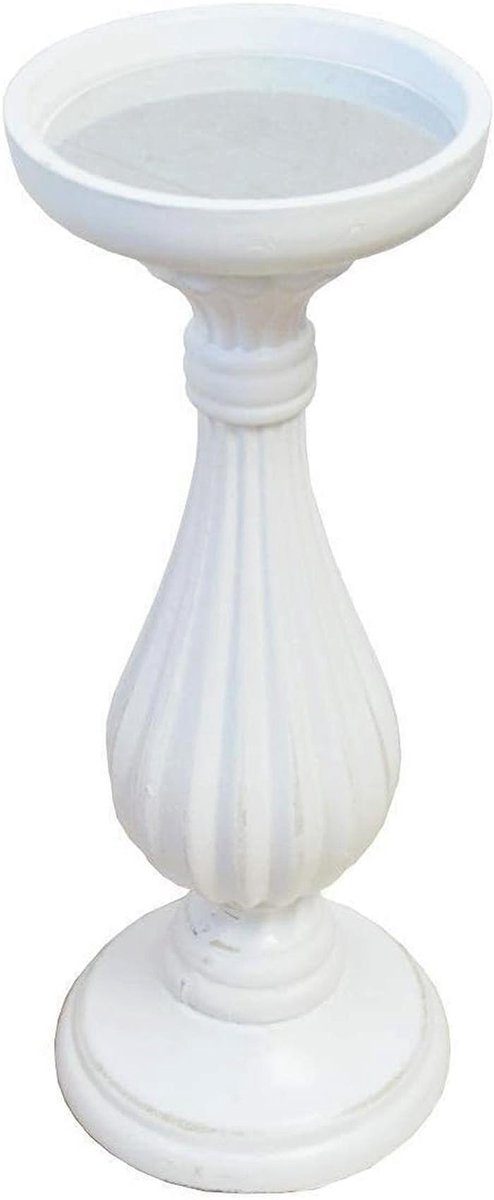 Pillarkandelaar Shabby Chic - Wit Groot