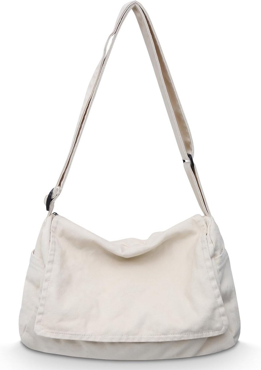 Stevige Canvas Schoudertas Unisex - Grote Shopper voor Werk, Kantoor en Reizen