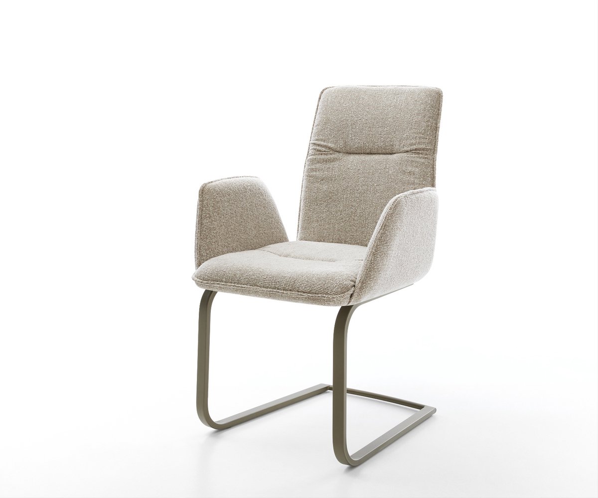 Sledestoel Vinja-Flex sledemodel vlak afwerking met titanium geweven stof beige