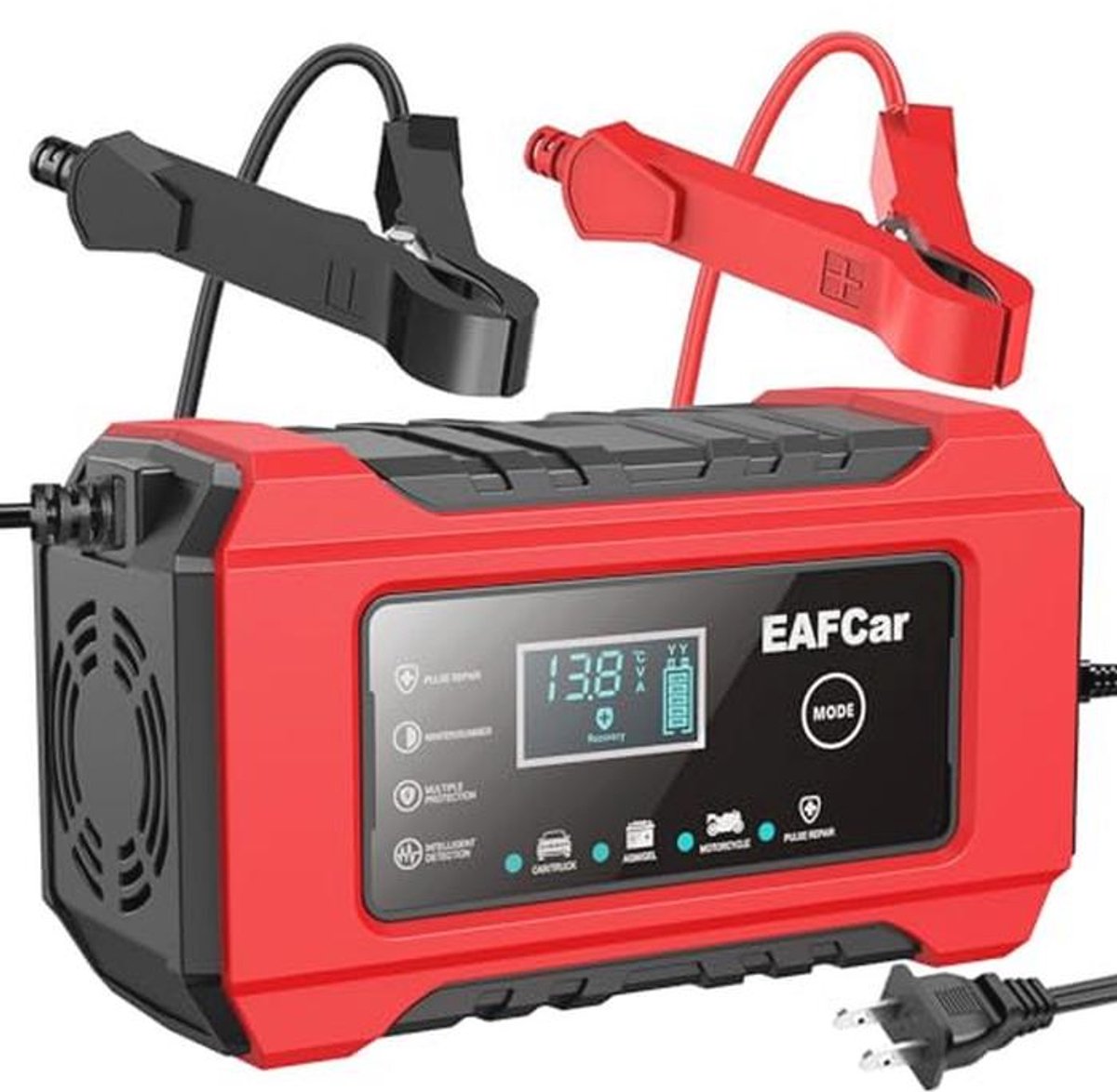 Volautomatische intelligente acculader 12V 6A met temperatuurcompensatie voor auto-onderhoud